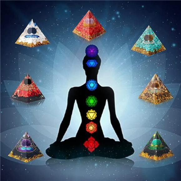 Orgone Pyramid Healing Stone - Amethyst Crystal Sphere Red Coral - Picture 9 of 10